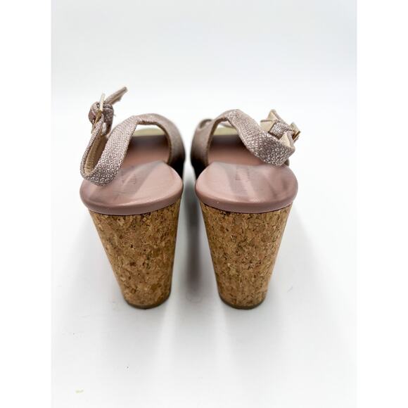 Jimmy Choo NWT NIB Praise glittered mesh suede wedge slingback sandals Sz 40.5 - Picture 6 of 8